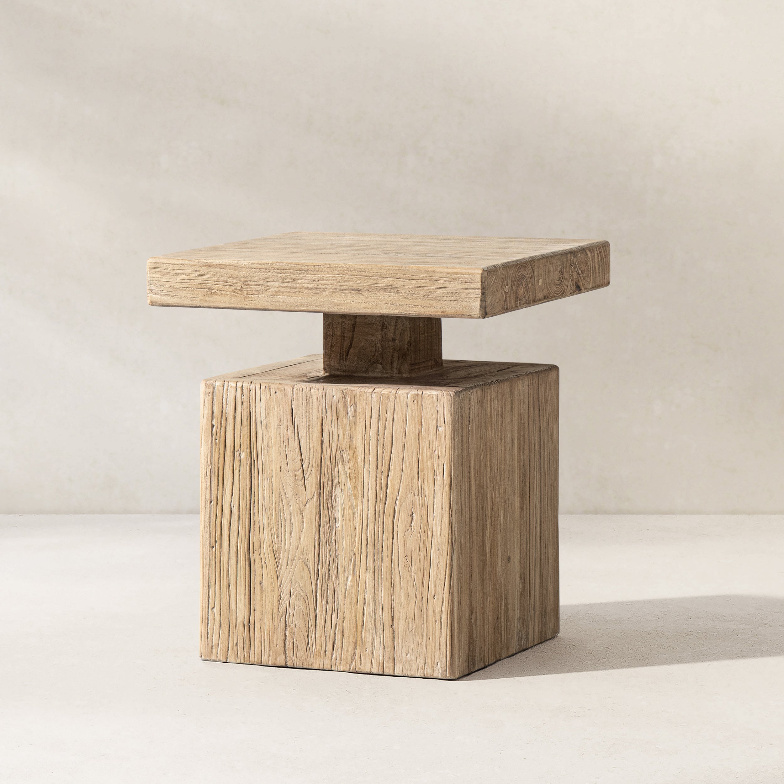 Reclaimed Elm Block Plinth Side Table