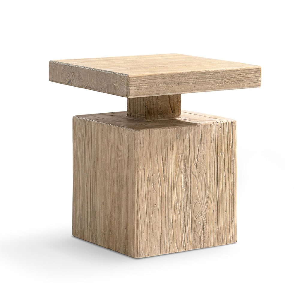 Reclaimed Elm Block Plinth Side Table