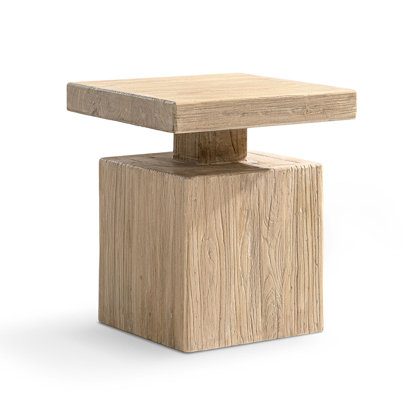 Reclaimed Elm Block Plinth Side Table